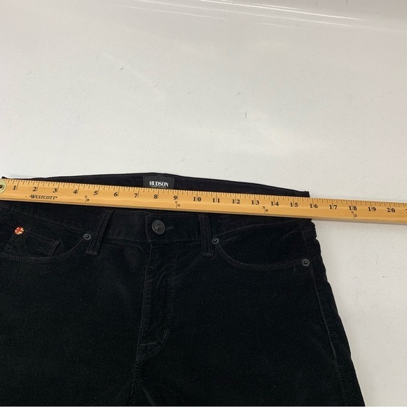 Hudson Pants Woman Sz 30 Black Velvet Skinny Low Rise Pockets Tapered Stretch - Picture 11 of 13